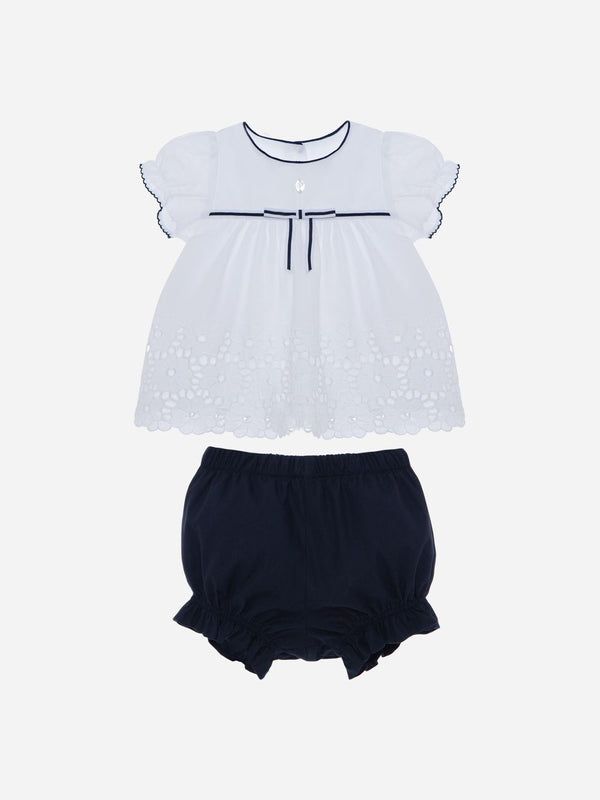 PATACHOU COMPLETO BLUSA+COULOTTE BIANCO MARINE