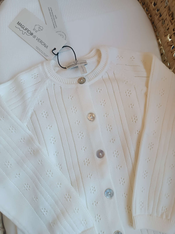 MAGLIFICIO DI VERONA CARDIGAN TRAFORATO BIANCO