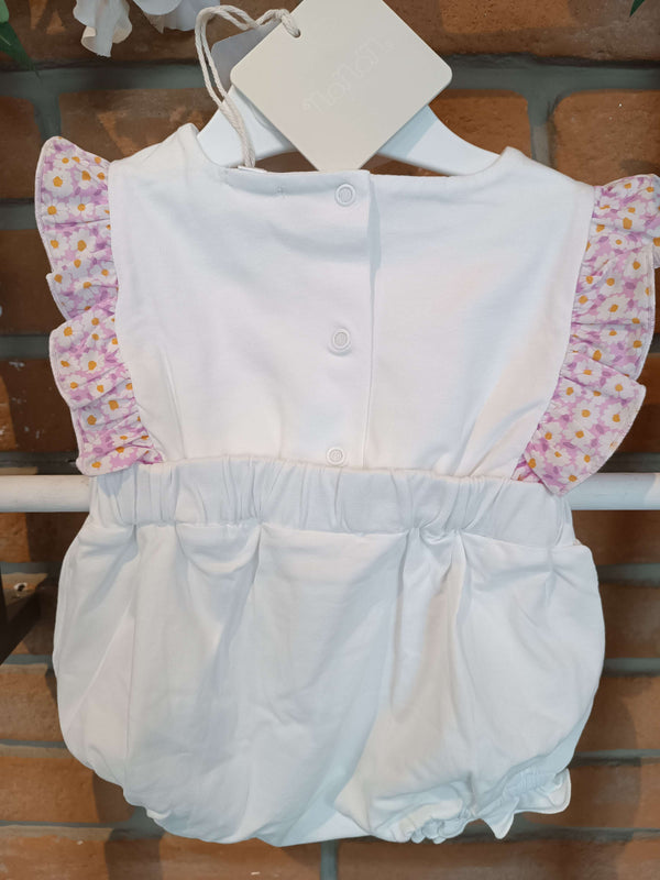 NANAN PAGLIACCETTO BIANCO CON ROUCHES MARGHERITE LILLA