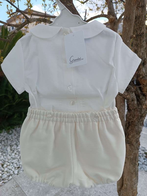 GRANLEI COMPLETO 2PZ CAMICIA E PANTALONE ECRù