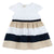 CHICCO ABITO MANICA CORTA BIANCO CON GONNA A RIGHE BEIGE E BLU