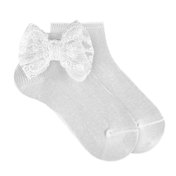 CONDOR CALZINO CORTO CON FIOCCO PIZZO BIANCO