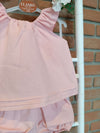 BABYGI COMPLETO BLUSA E CULOTTE IN LINO ROSA