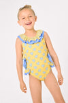 YSABEL MORA Costume da bagno per bambina con volant e fiocchi, stampa tartaruga 95137