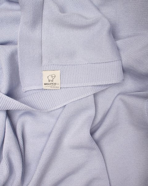 MAGLIFICIO DI VERONA Copertina neonato in pura lana merino misura 70*80cm - essential CIELO