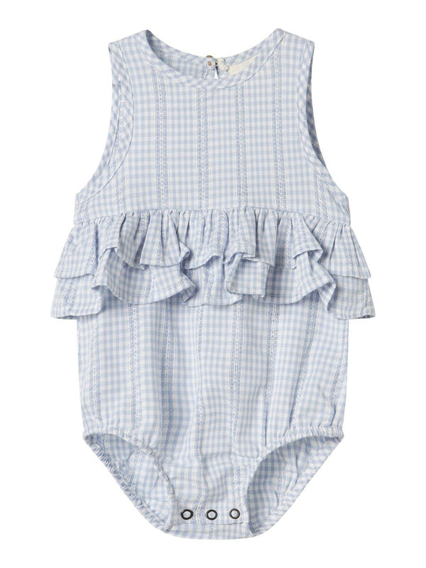 LIL ATELIER PAGLIACCETTO CON VOLANT AZZURRO