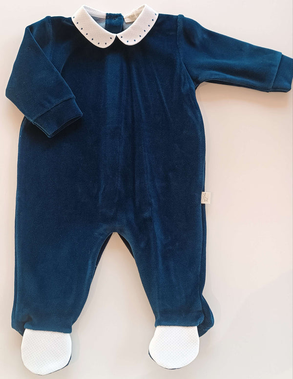 BABYGI TUTINA CINIGLIA NAVY/BLU E COLLO BIANCO RICAMATO NAVY