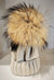 CAPPELLO LANA BEIGE POM POM VOLPE BEIGE
