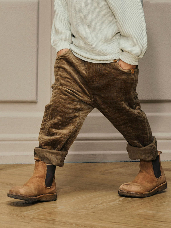 LIL ATELIER PANTALONE VELLUTO A COSTE SEPIA TINT