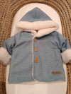 CALAMARO CAPPOTTINO AZZURRO POLVERE CON PELLICCIOTTO BIANCO INTERNO 14019