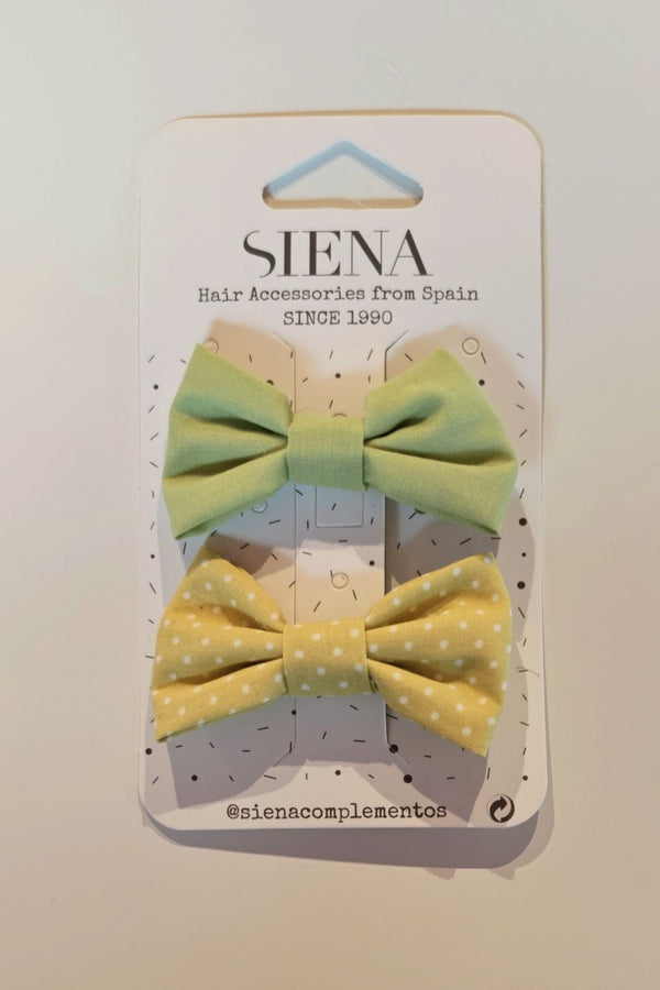 SIENA 2 PINZE CON FIOCCHI TESSUTO TINTA UNITA E FANTASIA VERDE