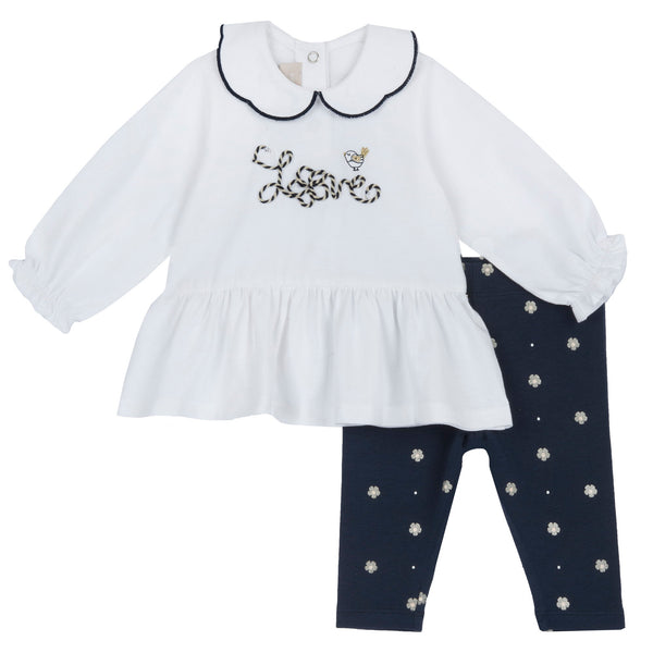 CHICCO COMPLETO T-SHIRT MANICA LUNGA E LEGGINGS BLU