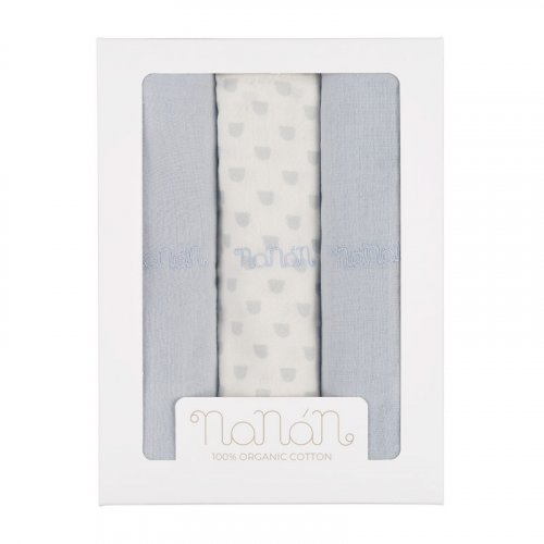 NANAN MUSSOLE 3PZ 80X80CM AZZURRE