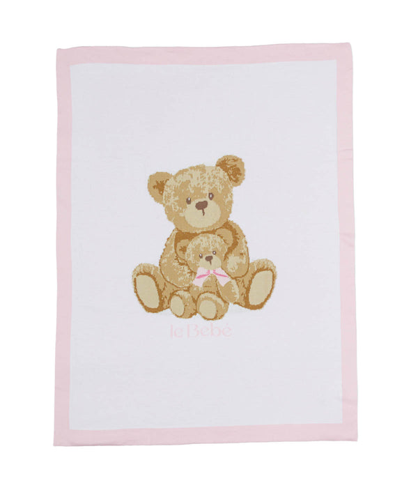 LE BEBè LBG6314 COPERTA FILO ORSI BIANCO ROSA