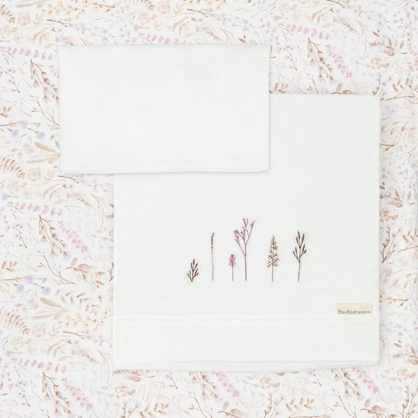 BIMBIDREAMS LENZUOLA CARROZZINA NIZA BIANCO MALVA