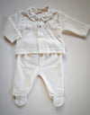 BABYGI COMPLETO DUE PEZZI CINIGLIA PANNA CON COLLETTO COUNTRY