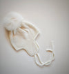 JO MILANO CAPPELLO CON ORECCHIE E POM POM VOLPE PANNA