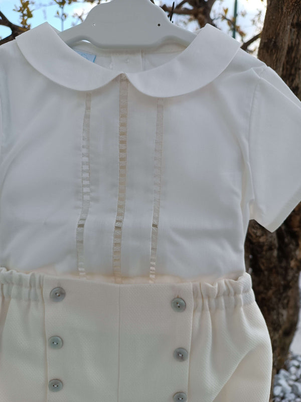 GRANLEI COMPLETO 2PZ CAMICIA E PANTALONE ECRù