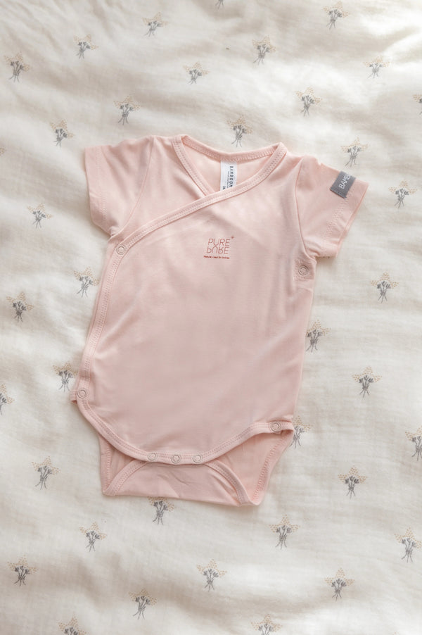 BAMBOOM BODY MEZZA MANICA ROSA/BIANCO 2PZ 0-1 MESE