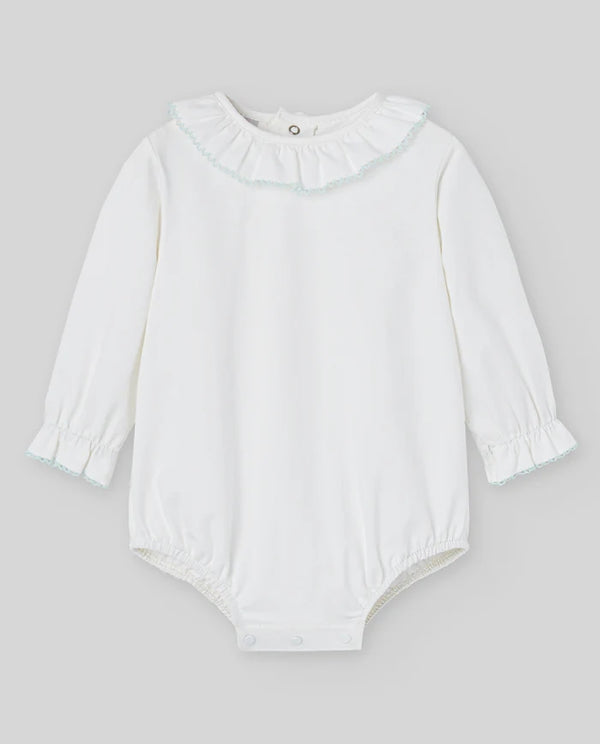 PAZ RODRIGUEZ BODY "ESENCIAL" LATTE CON COLLETTO VOLANT BIA/VERDE