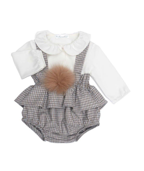 BARCELLINO PAGLIACCETTO CON CAMICIA A BODY E POMPOM DI VOLPE 125413