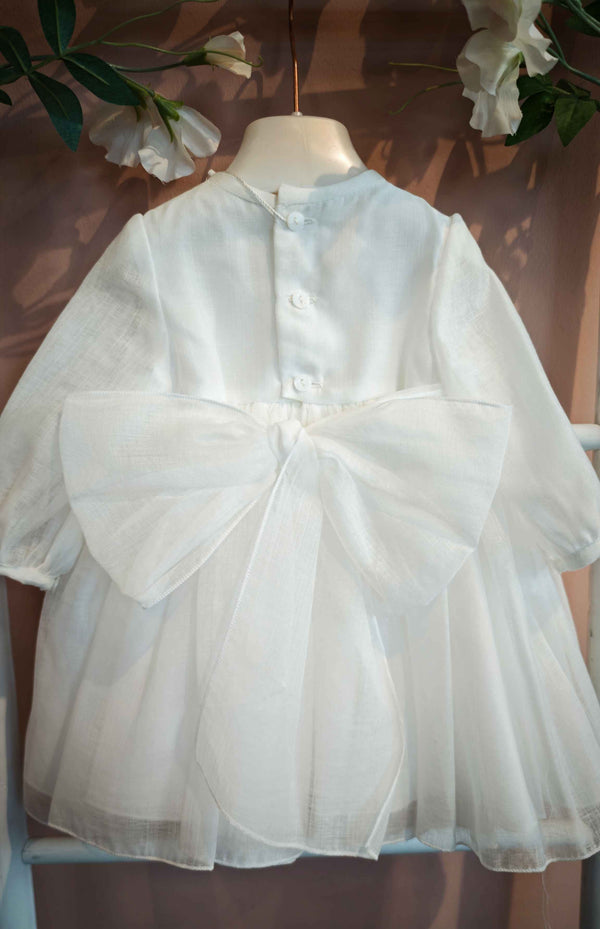 AMAYA ABITO BATTESIMALE PUNTO SMOCK CRUDO ROSA 190027