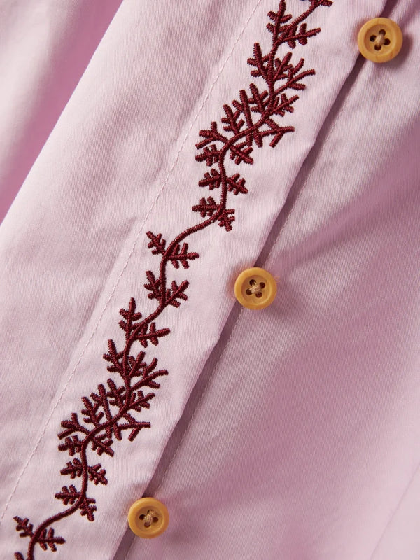 NAME IT CAMICIA A CAMPANA ROSA CON RICAMO