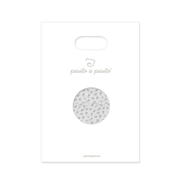 PASITO A PASITO LENZUOLO CON ANGOLI PER NAVICELLA + MUSSOLA LITTLE BLOOM FIORI GRIGIO
