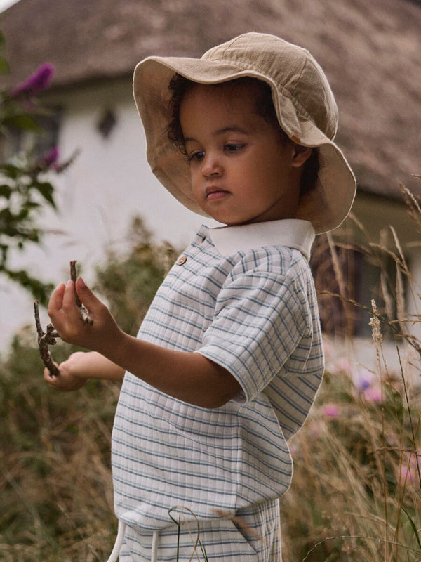 LIL ATELIER POLO M/M COCONUT MILK/ DUSTY BLUE