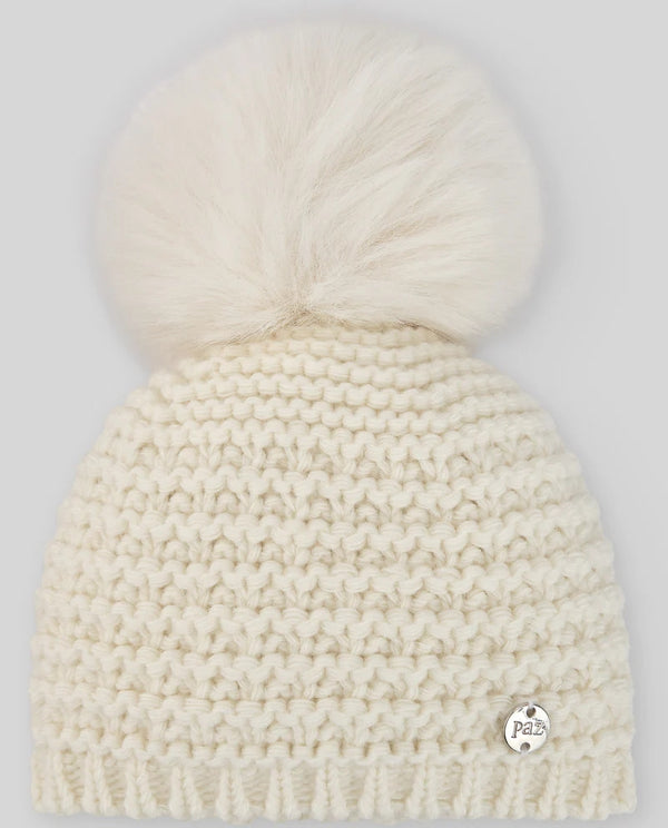 PAZ RODRIGUEZ CAPPELLO LANA PANNA CON POMPOM