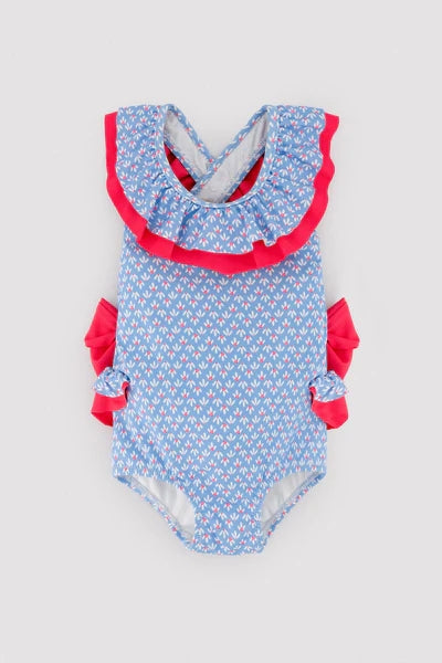 YSABEL MORA Costume da bagno per neonata con volant e fiocco stampa floreale 97091