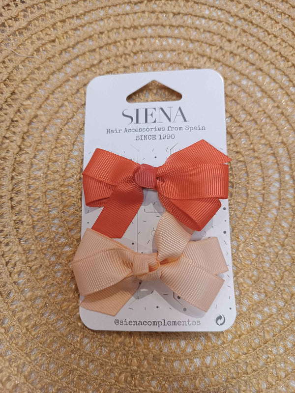 SIENA 2 PINZE CON FIOCCHI GROS GRAIN CORALLO/SALMONE