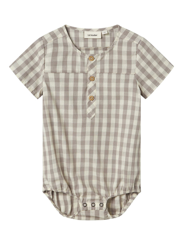 LIL ATELIER PAGLIACCETTO CAMICIA VICHY GRIGIO
