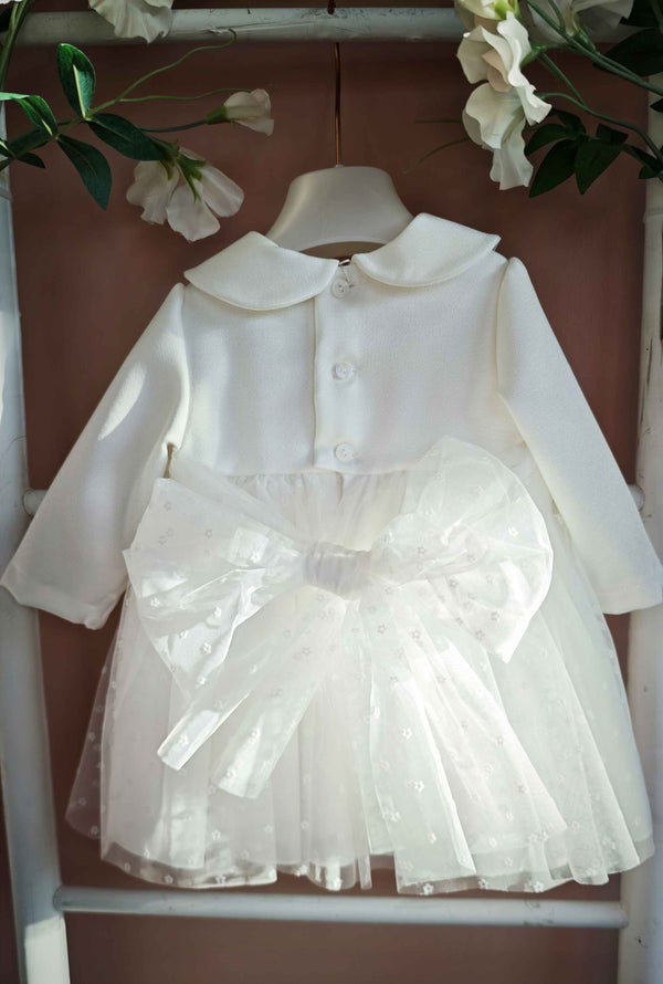 AMAYA ABITO BATTESIMALE CON FIORELLINI SUL TULLE 621155