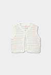BOBOLI GILET BIMBA COTONE BIANCO+TOP BIANCO