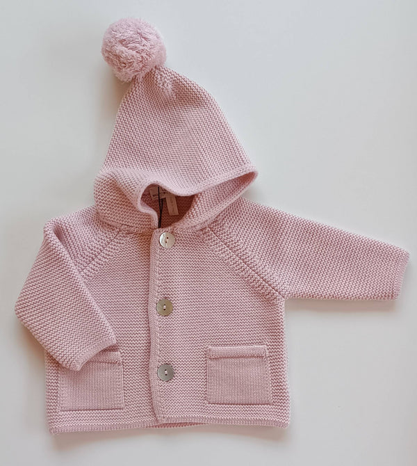 MAGLIFICIO DI VERONA CARDIGAN CON CAPPUCCIO POM POM ROSA