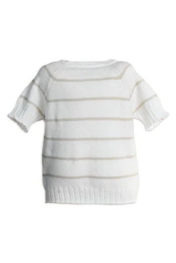 BAMBOOM MAGLIA A RIGHE MANICHE CORTE WARM WHITE
