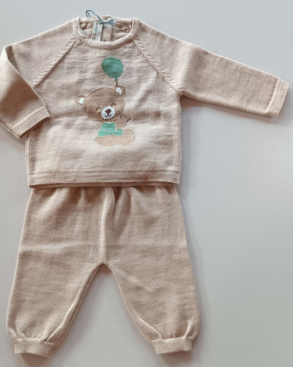 MAGLIFICIO DI VERONA SET MAGLIONCINO LANA CON ORSETTO BEIGE +PANTALONE