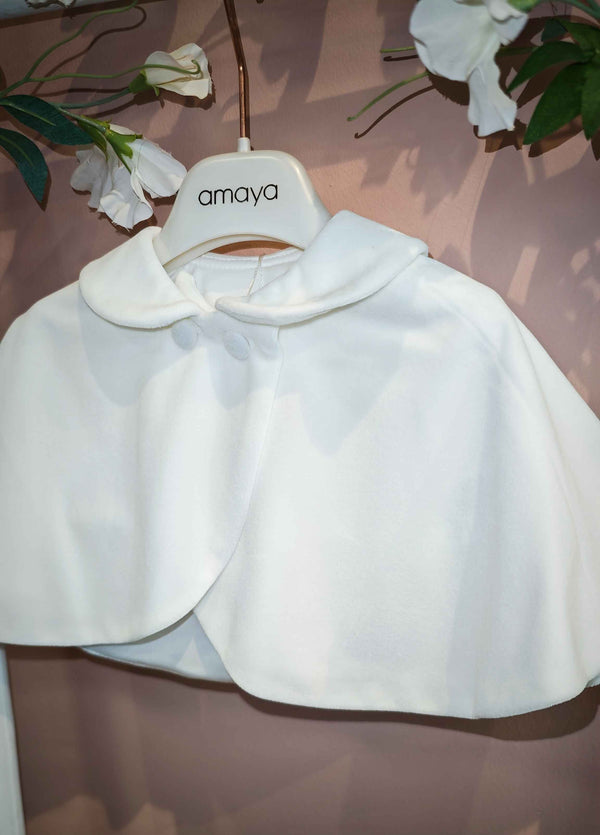 AMAYA MANTELLA CON COLLETTO E BOTTONCINI CRUDO 621159