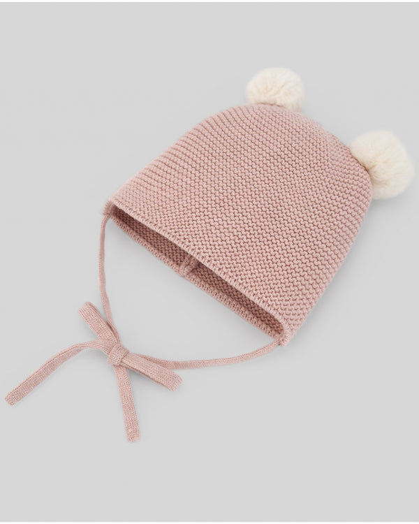 Paz Rodriguez Cappello con due pompones rosa polvere