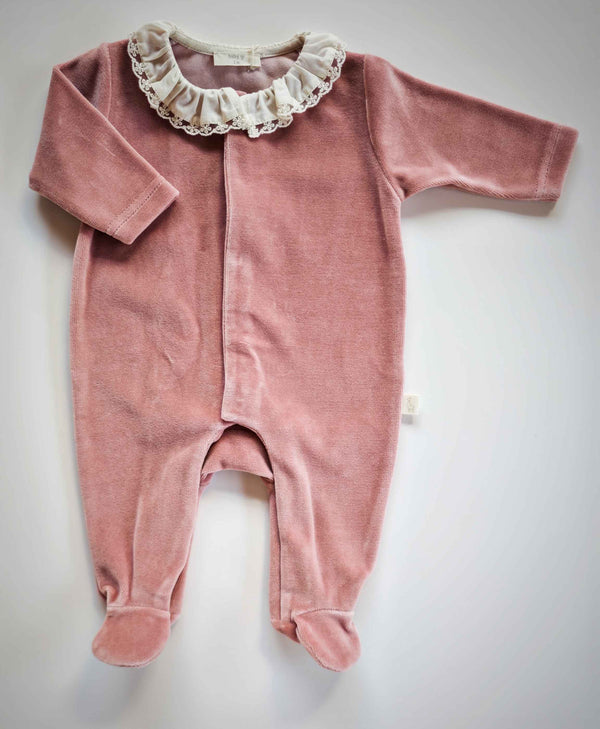 BABYGI TUTINA CINIGLIA ROSA ANTICO CON COLLO PIZZO