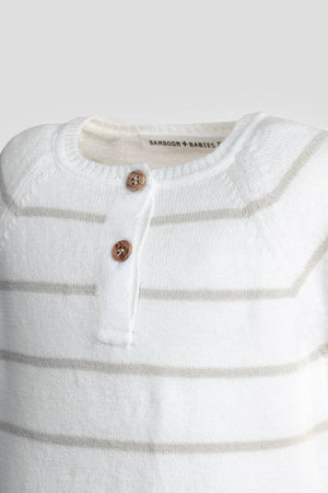 BAMBOOM MAGLIA A RIGHE MANICHE CORTE WARM WHITE