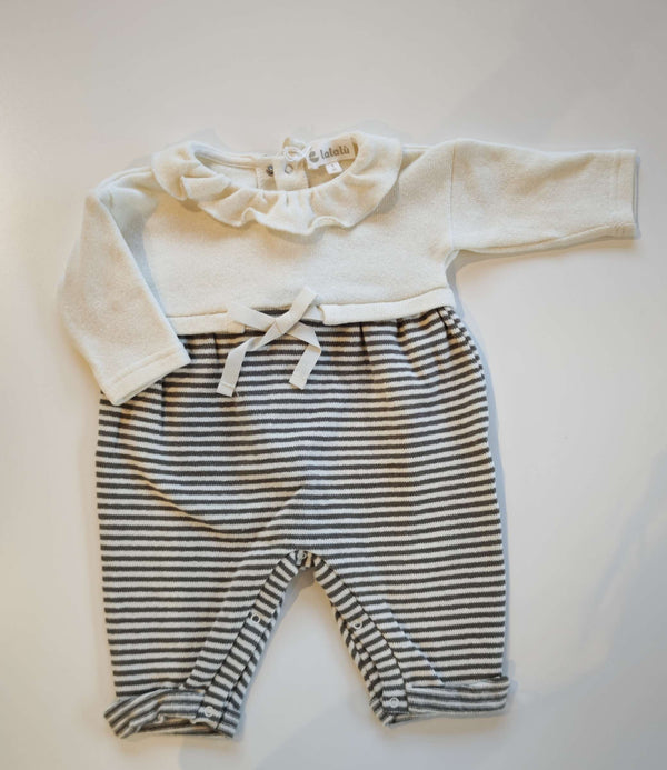 LALALU' TUTINA IN MAGLIA KIWI PANNA E GRIGIA