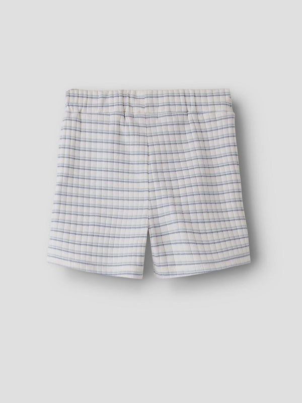 LIL ATELIER PANTALONE BERMUDA A RIGHE BIANCO E AZZURRO