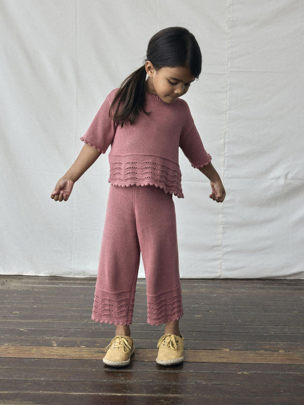 LIL ATELIER PANTALONE KNIT ANCLE WITHERED ROSE