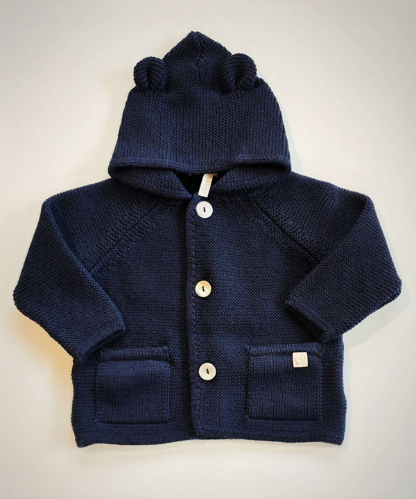 MAGLIFICIO DI VERONA CAPPOTTINO IN PURA LANA MERINOBLU CON CAPPUCCIO E ORECCHIE