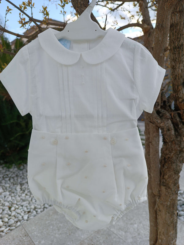 GRANLEI COMPLETO 2PZ CAMICIA E COULOTTE PANNA