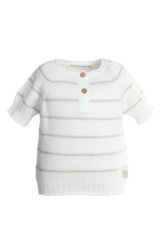BAMBOOM MAGLIA A RIGHE MANICHE CORTE WARM WHITE