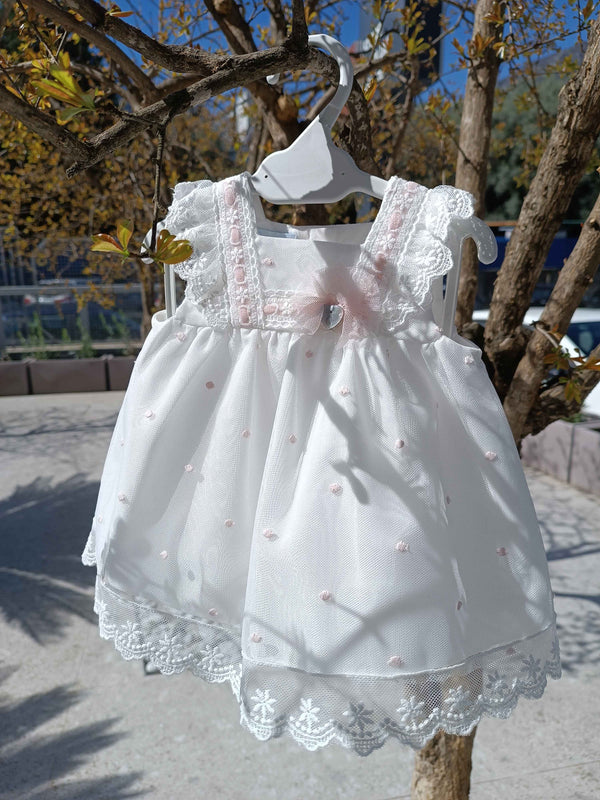GRANLEI ABITO BIANCO CON TULLE E PIZZO+COULOTTE