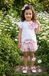 LE BEBè COMPLETO CAMICIA +SHORTS BIANCO ROSA